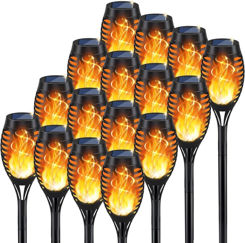 KYEKIO Solar Lights for Outside, 16Pack Solar Flame Torch Light, Garden Light Outdoor Waterproof, Solares Pathway Lights Outside for Yard Decorations, Flame Torches Outdoor Lighting Lawn Patio Art - Image 1